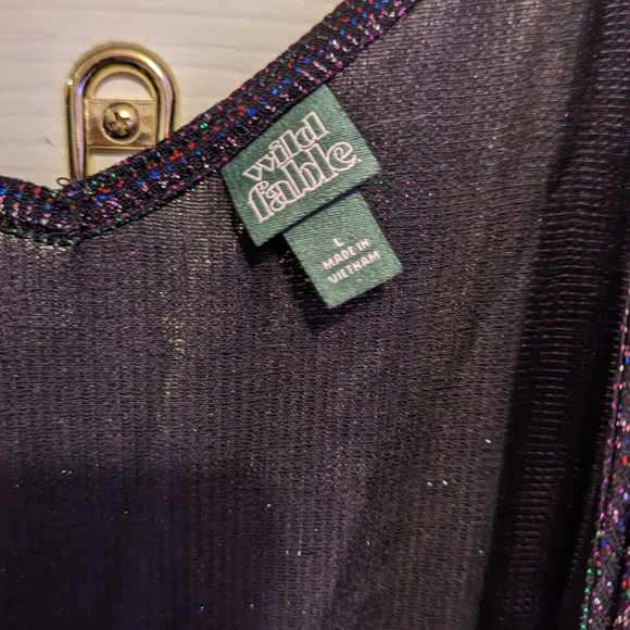 WOMEN'S WILD FABLE SLEEVELESS V-NECK SPARKLE WRAP JUMPSUIT BLACK LARGE - Picture 3 of 5